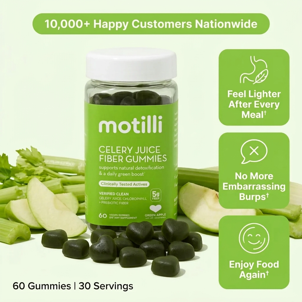 10,000+ Happy Customers Nationwide - Motilli Celery Juice Fiber Gummies with benefits